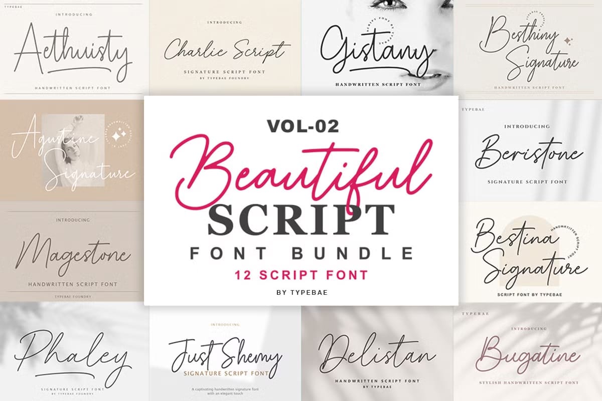 Beautiful Script Font Bundle Vol 2 - Leasted - Graphics Template Resources