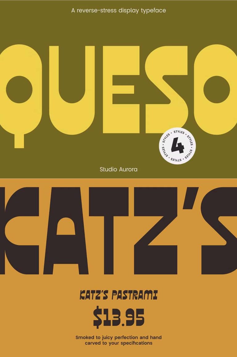 Queso – Quirky Retro Display Font - Leasted - Graphics Template Resources