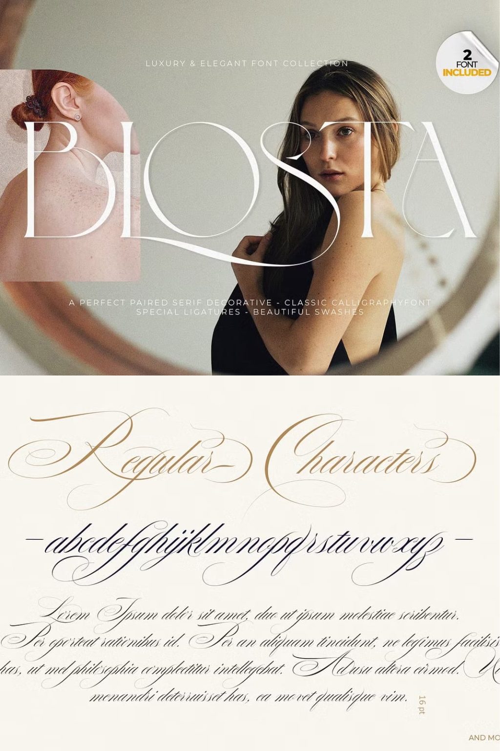 BLOSTA Font Duo//Serif & Script - Leasted - Graphics Template Resources