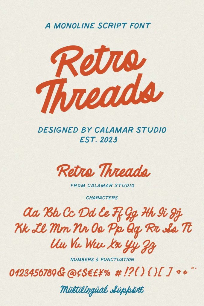 Retro Threads | Retro Script Font - Leasted - Graphics Template Resources