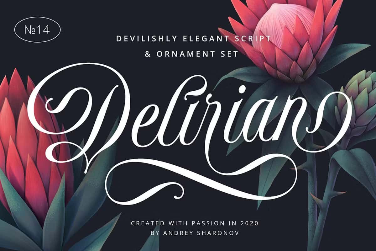 Scripts Ornament Delirian Script & Ornaments - Leasted - Graphics Template Resources