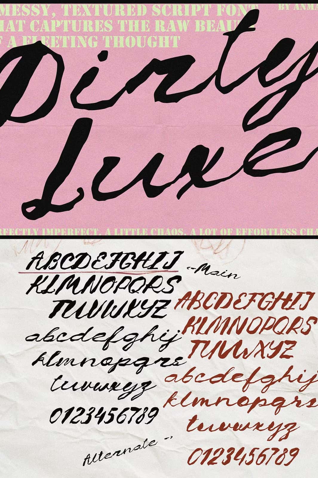 Messy Comp Script Dirty Luxe: Inky Messy Script Font - Leasted - Graphics Template Resources