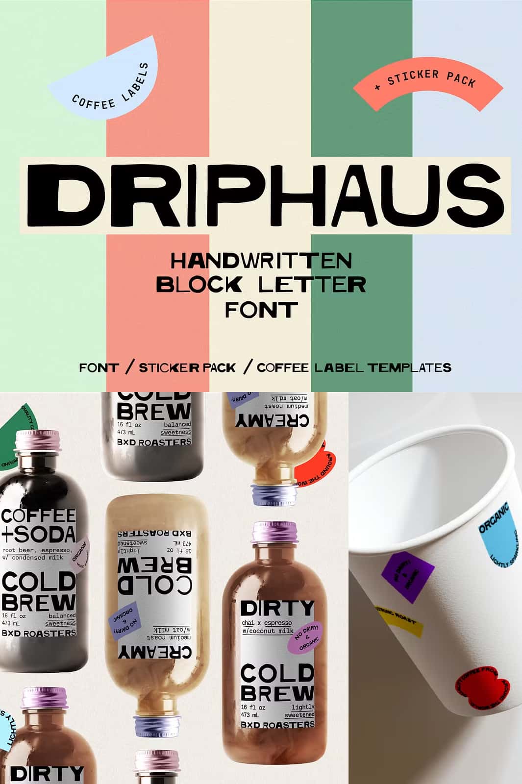 Typeface Kit DRIPHAUS Typeface + Label Kit - Leasted - Graphics Template Resources